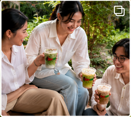 Teman-teman menikmati minuman bersama